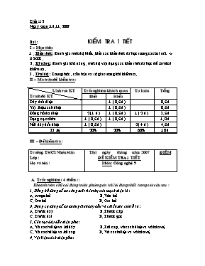 Giáo án Công nghệ 9 tiết 12 Kiểm tra 1 tiết